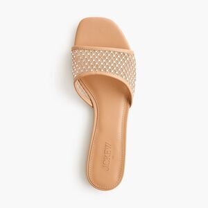 J.CREW Rhinestone Mesh Slide Sandals 9 M Nude Low Heel Slip Ons